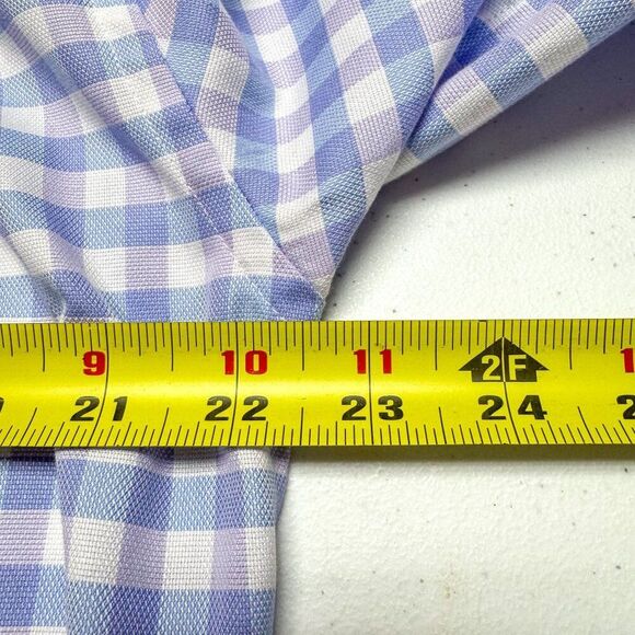 Jos A Bank Shirt Men Medium Blue Purple Plaid Tailored Wrinkle Free Signature‎ - Picture 11 of 13